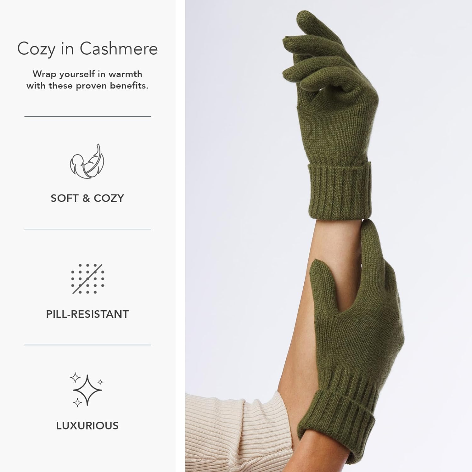 Fishers Finery Women's 100% Pure Knit Ultra Plush Cashmere Gloves Ribbed Cuff - Image 3