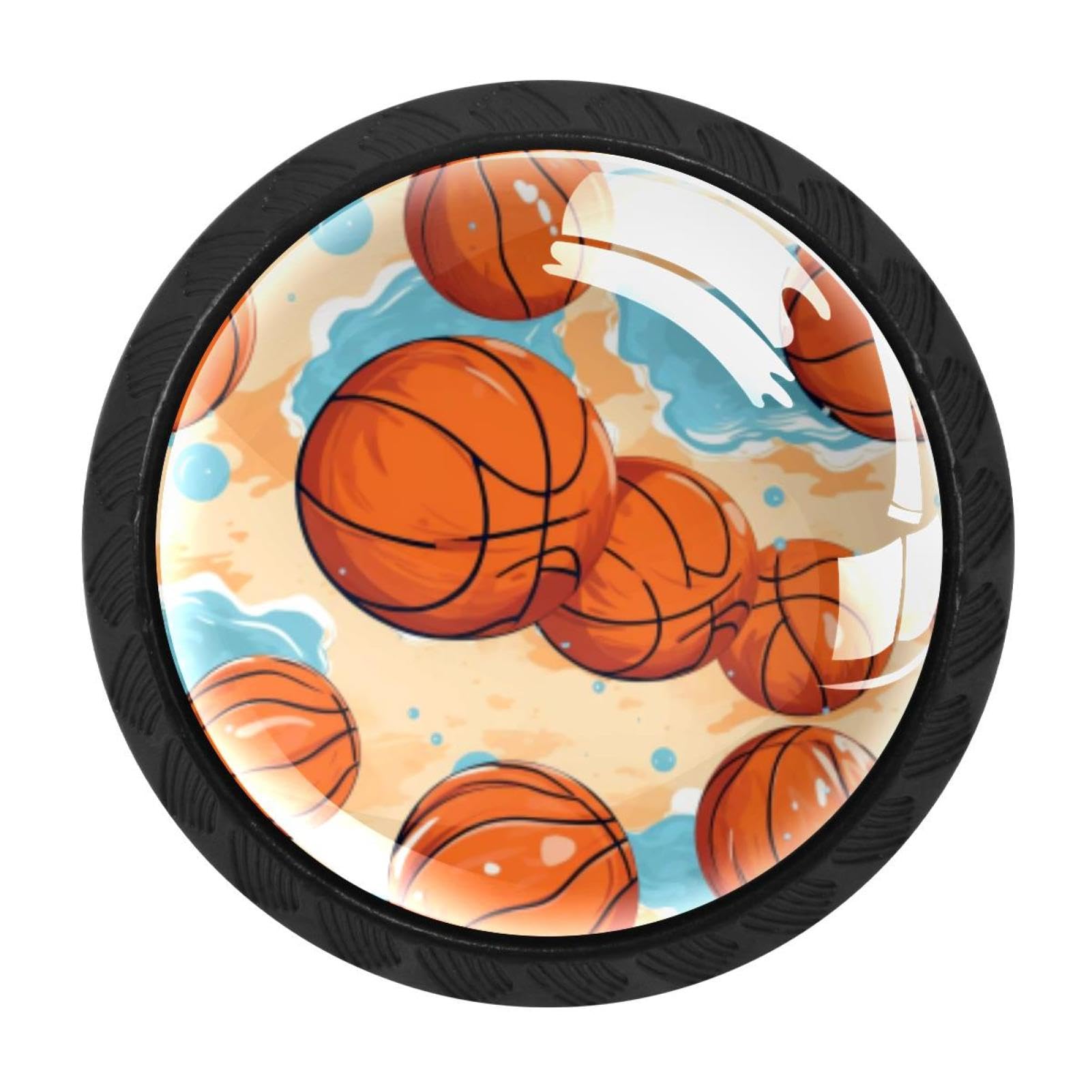 Chenzzzz Multicolored 08 4 Pack Cabinet Handles Black Basketball Cabinet Knobs Draw