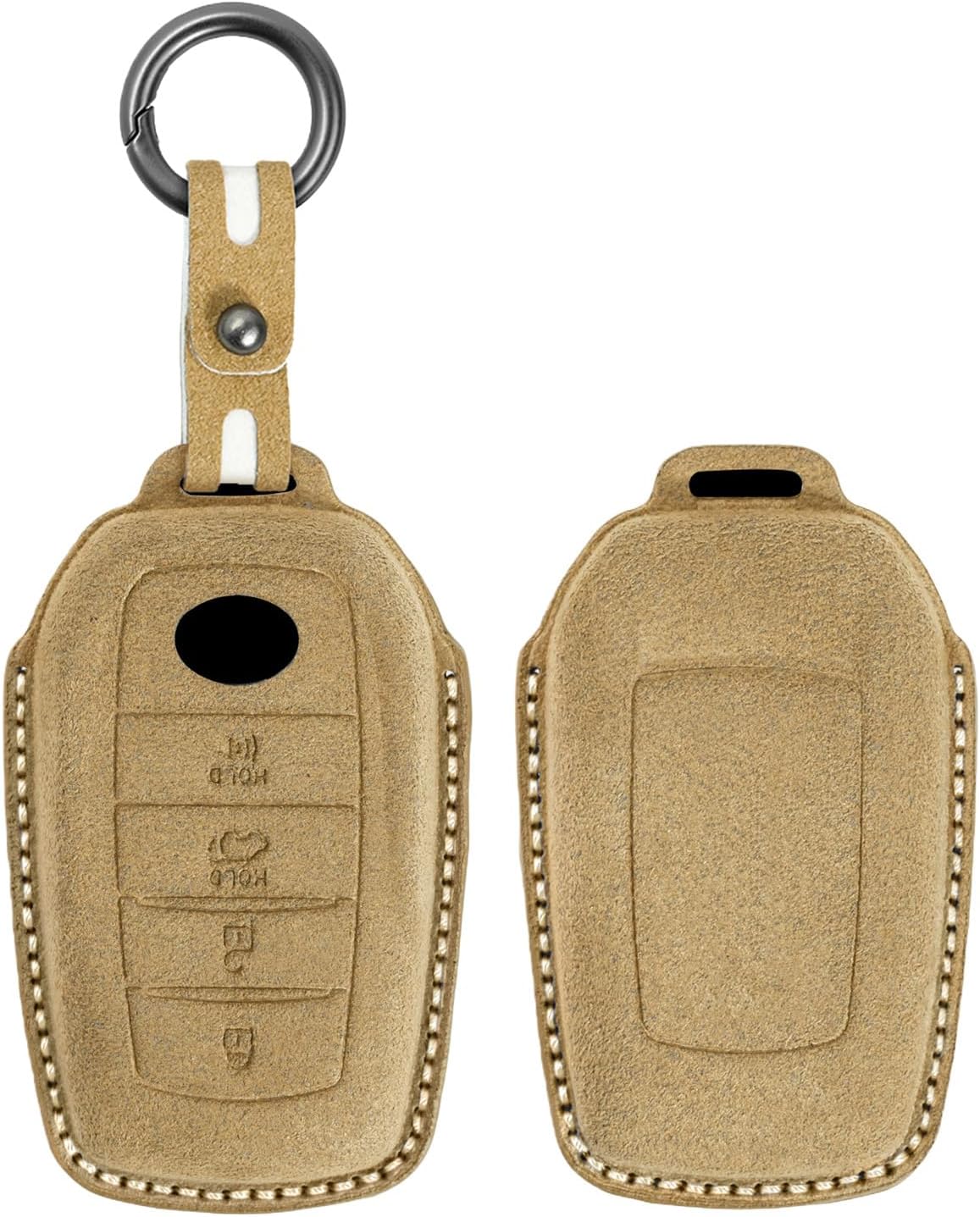 for 2025 2026 Toyota 4 Button Key Leather Key Fob Cover for Camry 4Runner Corolla Highlander Hybrid Land Cruiser Tundra Full Protection Hand-Made Key Shell-Made Key Shell-Light Brown