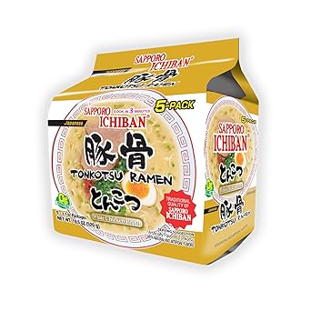 [SAPPORO ICHIBAN] Ramen Noodles, Tonkotsu Flavor, No. 1 Tasting Japanese Instant Noodles 3.7 Oz