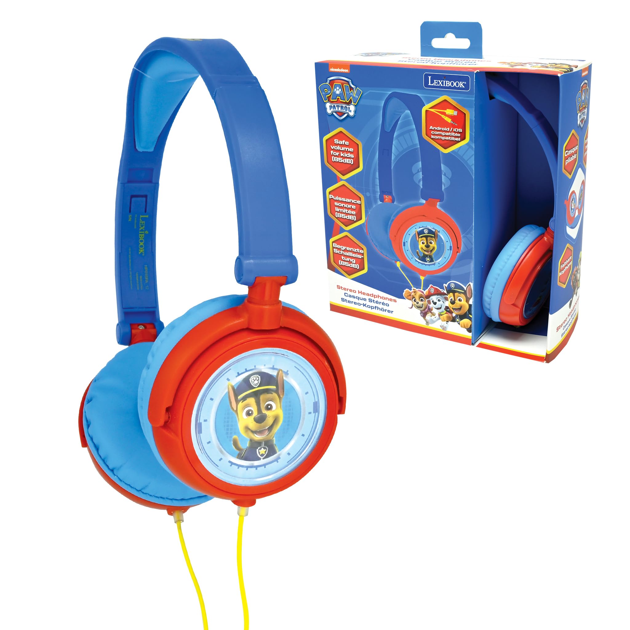 Lexibook, Paw Patrol, Stereo Headphones, kids safe volume, foldable and adjustable, blue/red, HP015PA
