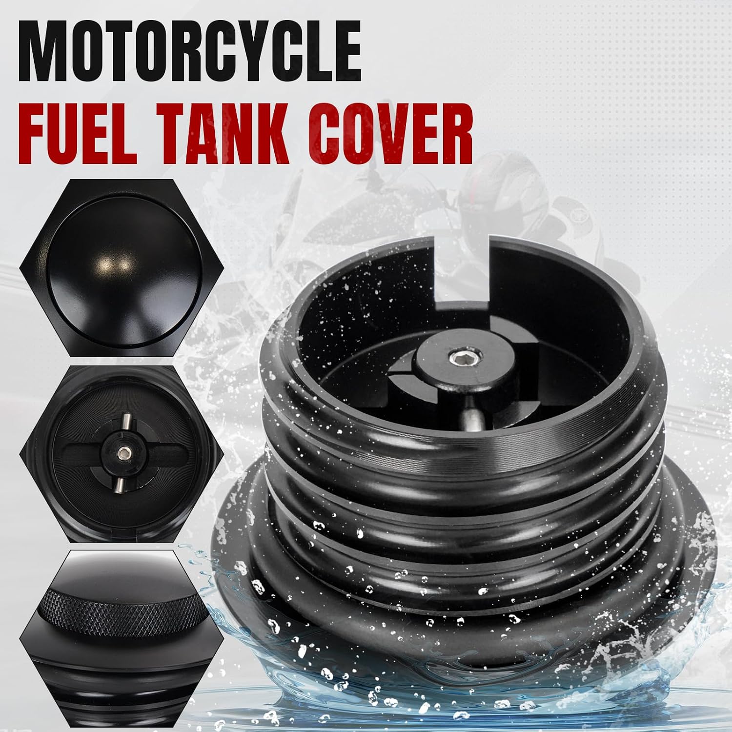 BHB Motorcycle Fuel Tank Pop-up Fuel Gas Oil Tank Cap Compatible With Harley Davidson Regular Thread 1982-2018 (Black)