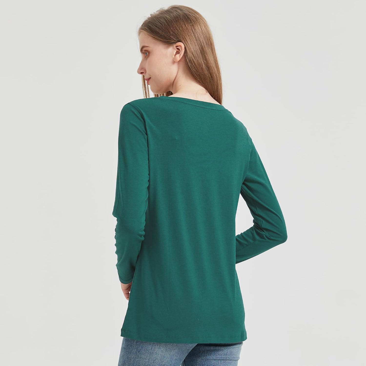 netdraw Women's Bamboo Viscose Long Sleeve V-Neck T-Shirt Soft Comfy Trendy Casual Sleep Pajama Lounge Tops - Image 5