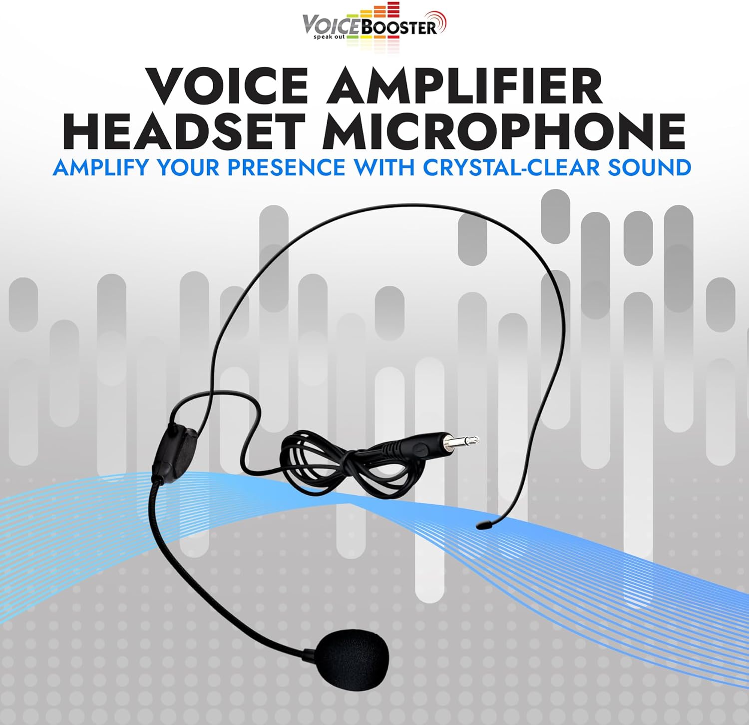 Voicebooster Speak Out Headset Microphone Lightweight Adjustable Boom Mic with Feedback Control - 3.5mm Plug for Voice Amplifiers for Public Speaking, Classroom Teaching, Tour Guiding