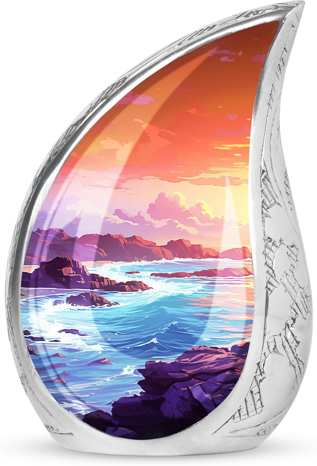 Beach Sunset Urn for Human Ashes - Large 10 Inch Memorial Urn for Adults, Women, Men - Funeral Ashes Container