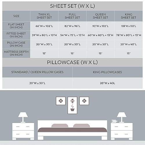 Miniatura 5 de Color Sense Sábanas ricas de algodón percal para hotel, sábanas de tamaño Queen a cuadros grises, resistentes a las arrugas, cepilladas para mayor