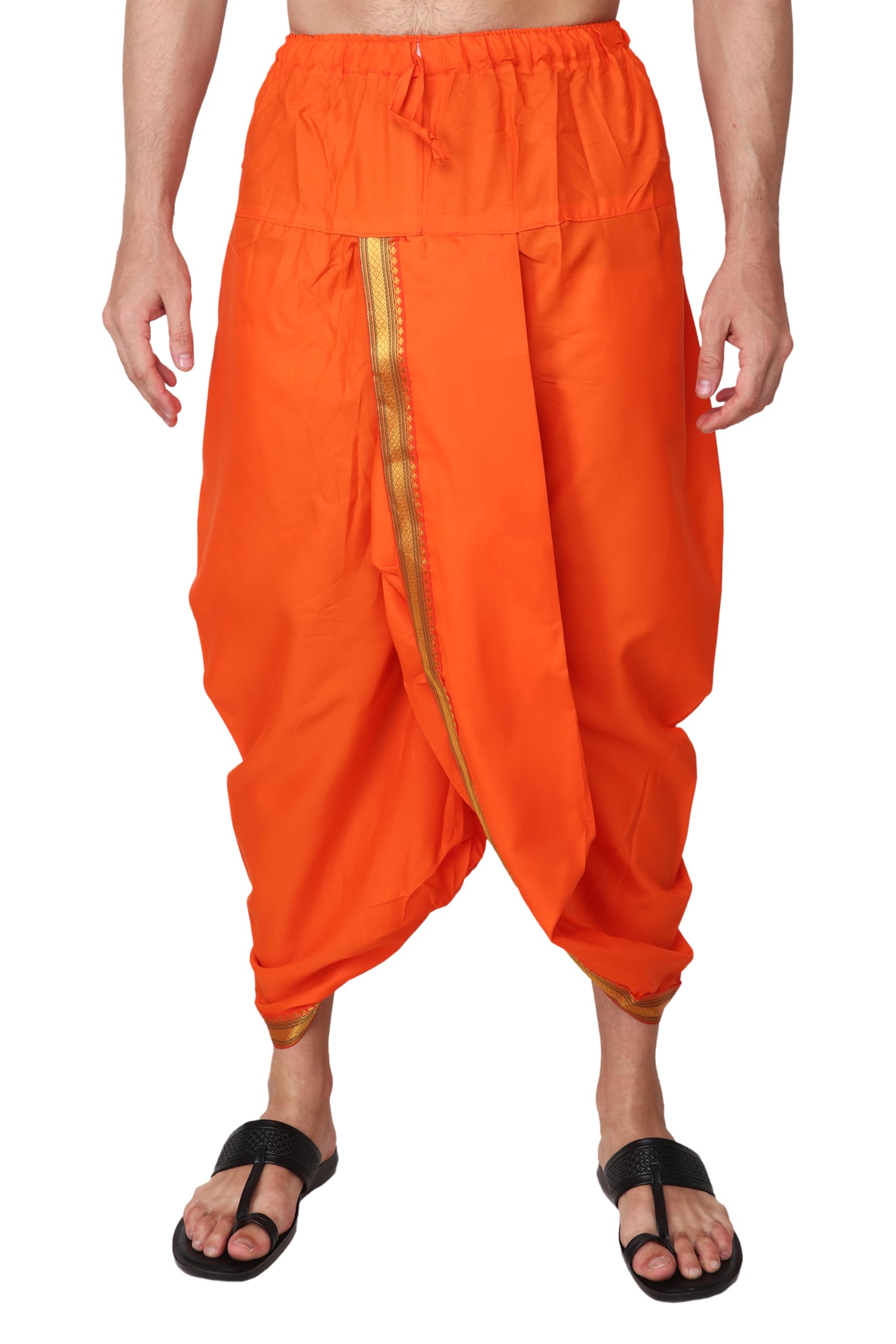rameshwaram fabrics Men's Readymade Elastic Silk Dhoti, Comfortable Pre-Stitched Dhothi-picture-56