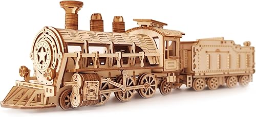 Miniatura 1 de Suerte Rompecabezas 3D para adultos, juego de modelos de tren de madera, ensamblaje de bricolaje, rompecabezas mecánicos, kit de modelo de