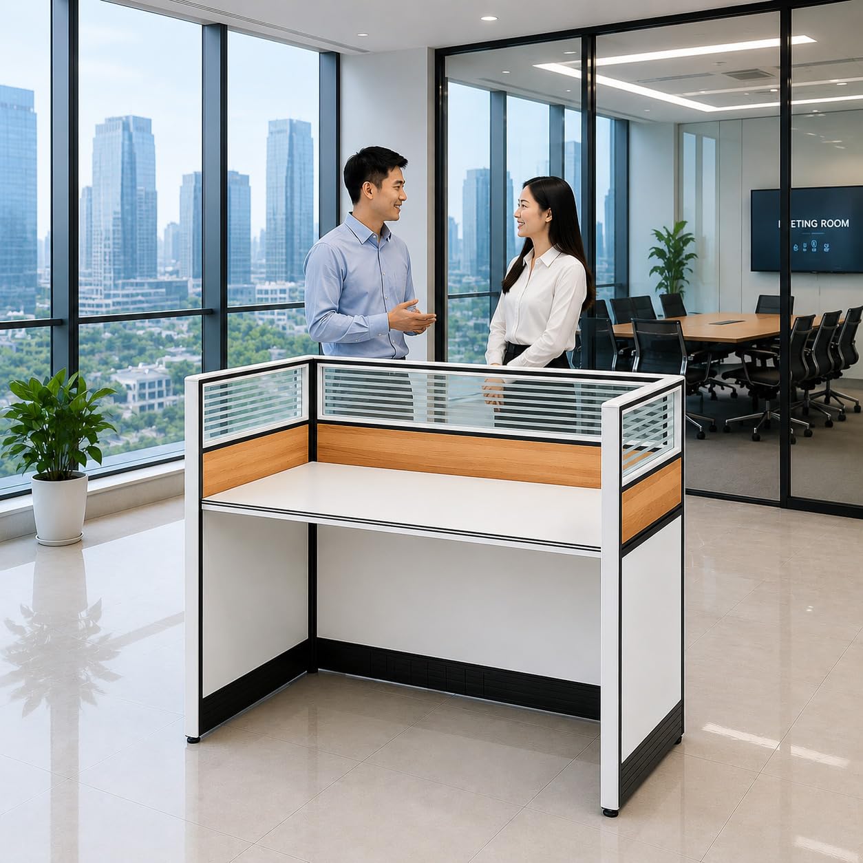 cendbirut Modular Computer Desks, Office Cubicle Desk with Mute Privacy Partitions and Cable Management, Computer Desks Workstation for Multi Person, Home Office, Call Center, Startup,1 Person