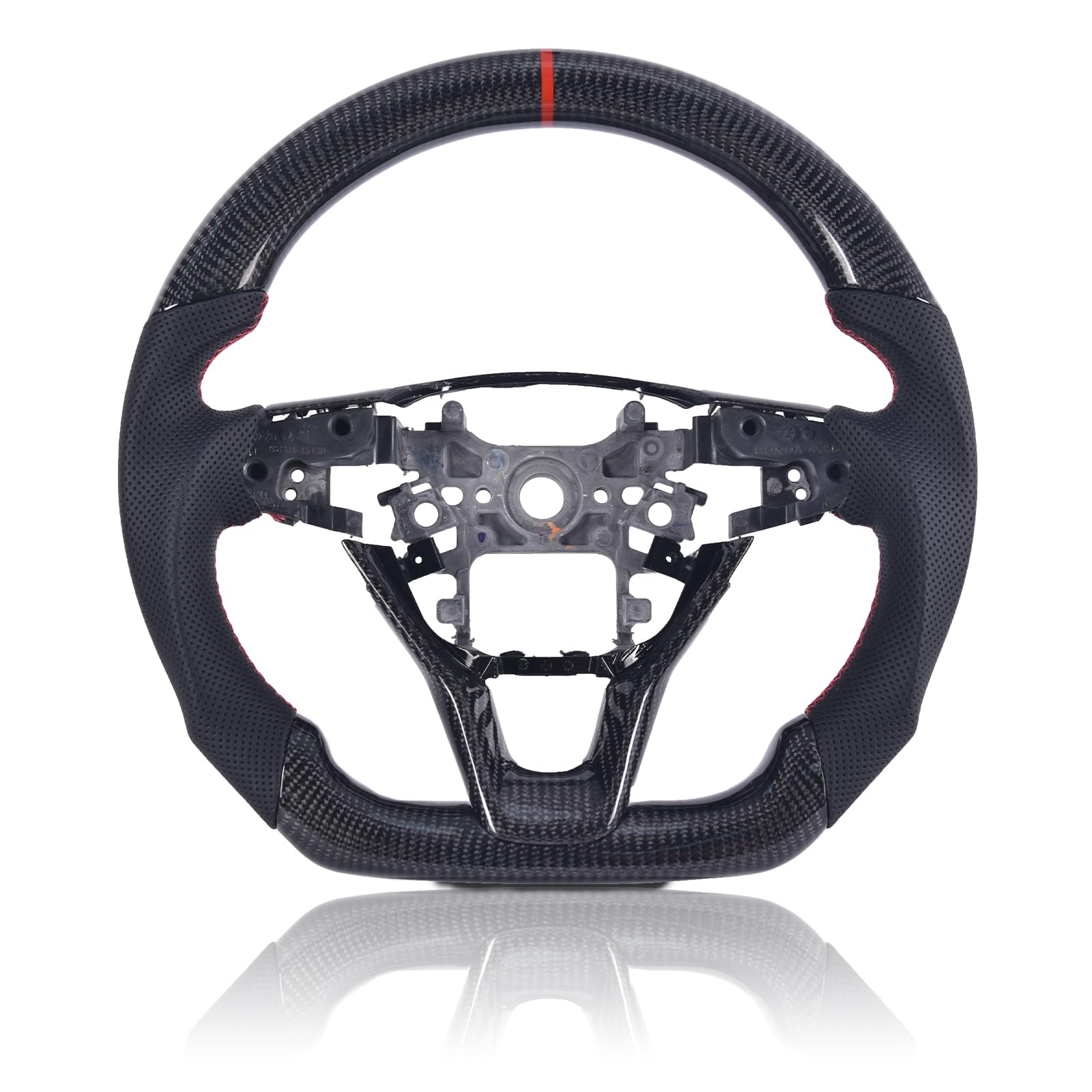 EASSAFEX Carbon Fiber Steering Wheel for Honda Accord 10TH GEN 10 2018-2022, D-shaped Flat-bottom Nappa Perforated Leather Grip with Replacement Trim