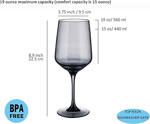 Miniatura 9 de KOXIN-KARLU Unbreakable Classic - Copas de vino de plástico multiusos de 18 onzas juego de 6 vasos transparentes