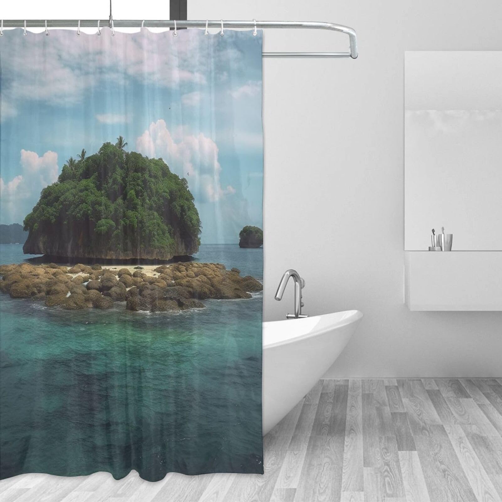 Rideaux de douche motif tortue 183x183 cm imperméable pour salle de bain