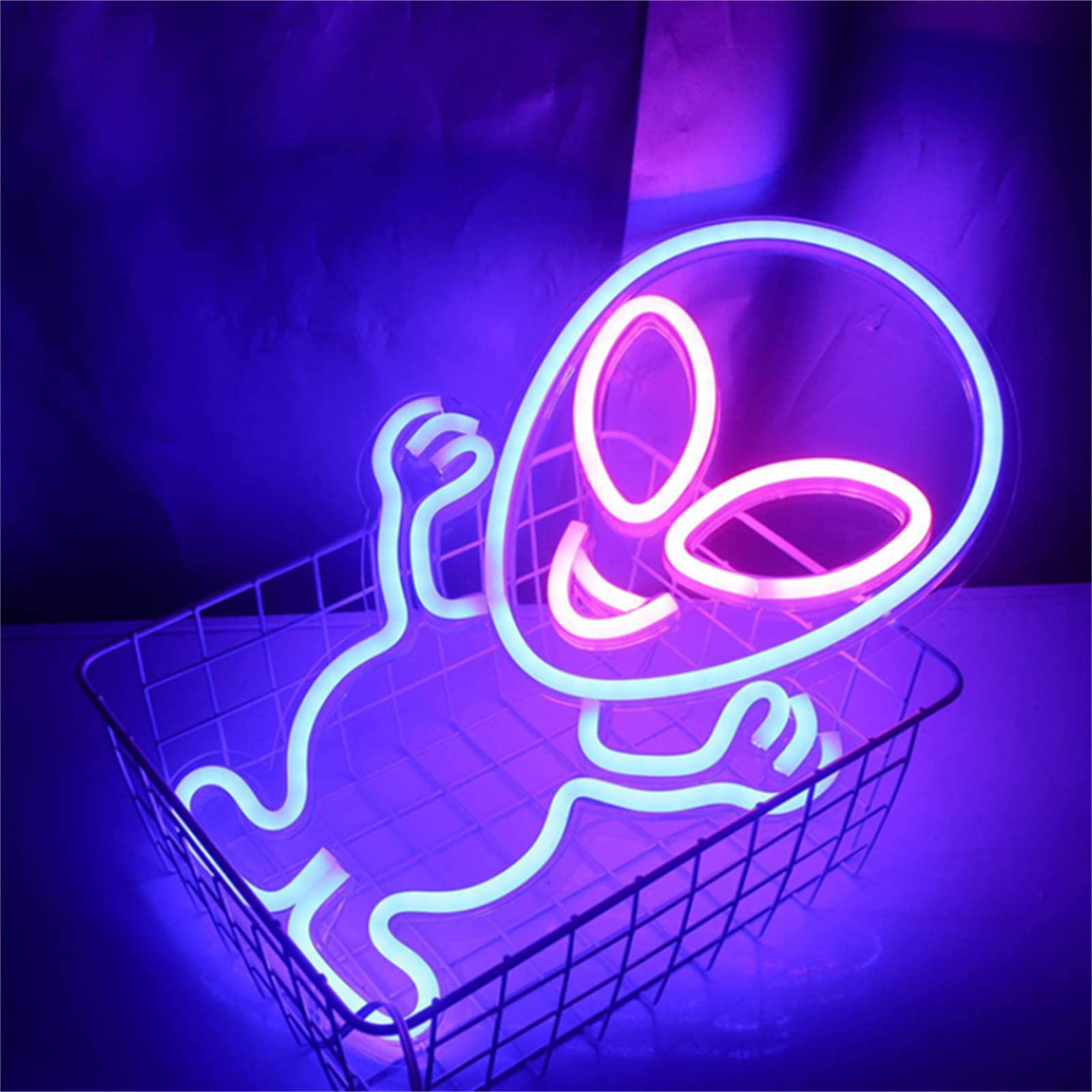 Insegne al neon a LED Lampada al neon di design alieno Luce notturna Bar Ristorante Clubhouse interna Decorazione da parete per pubblicità USB,B