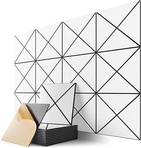 Miniatura 34 de Paquete de 12 paneles acústicos autoadhesivos, paneles de espuma de alta densidad a prueba de sonido de 12 x 12 x 0.4 pulgadas para paredes, paneles