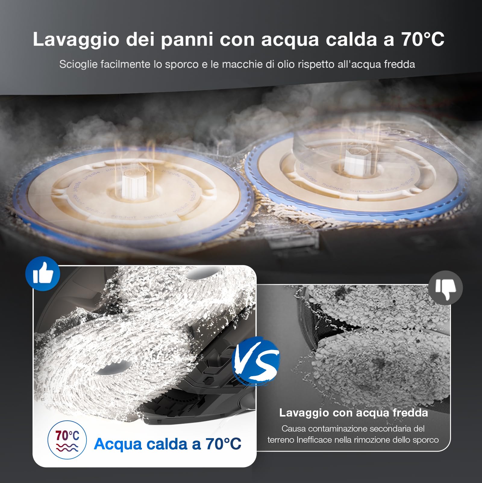 ECOVACS DEEBOT T30 Omni Robot aspirapolvere con funzione di pulizia, Mini Station aspirapolvere robot, aspirazione 11.000 PA, pulizia adattiva dei bordi con tecnologia TruEdge™ Mopping Technolgie,