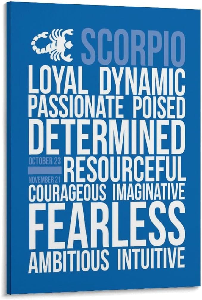 Scorpio Personality Character TraitsScorpio Gift,Astrology Print,Zodiac Wall Art,Horoscope Art Print Canvas Poster Wall Art Decor Posters Home Bedroom Office Decorations Paintings Framed-20x30inch