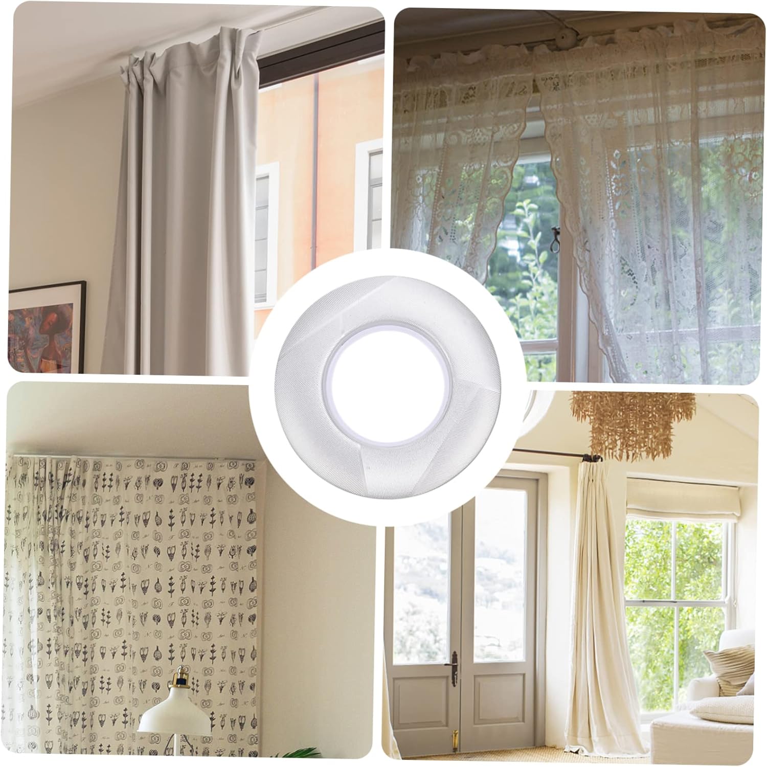 80 Pcs Self-Locking Curtain Perforated Rings Noise-Reducing Plastic Curtain Buckle Accessories for Roman Shades for Home Window Drapery