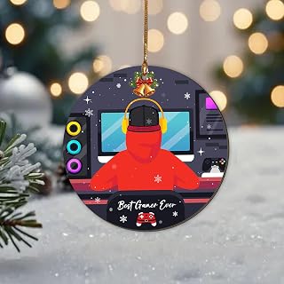 Video Gamer Christmas Tree Ornament, Christmas Ornaments Video Gamers, Computer Game Player Boy Girl, Best Gamer Ever 2026 Playing Game Xmas Ornament Gamers, 1 Side Printing Flat Wood 3.5''