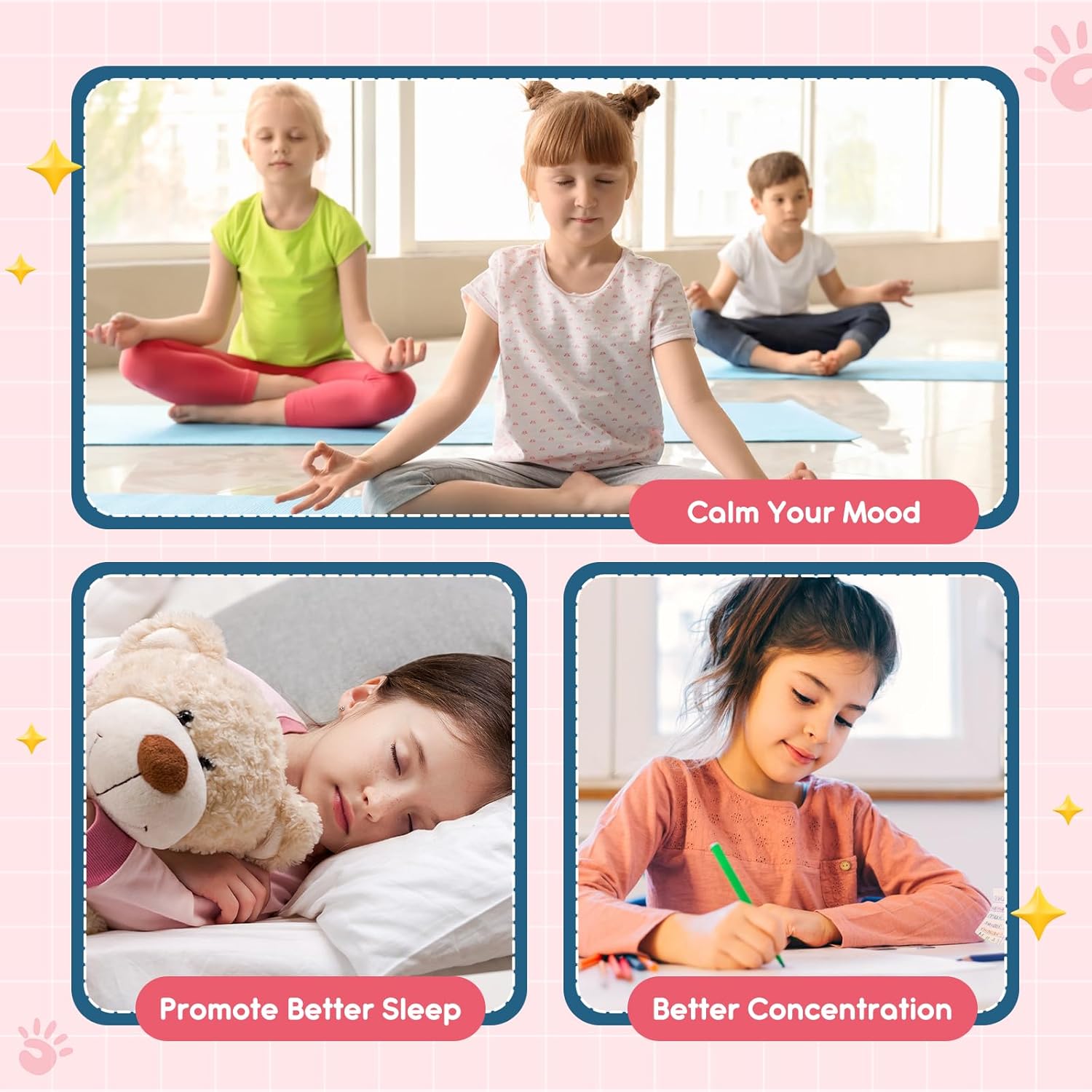Magnesium Glycinate Gummies for Kids: Calm Magnesium Supplement for Kids & Adults with Zinc Citrate, GABA, Chamomile, Vitamin B6 & C - Sleep, Relaxation & Focus, Juicy Peach & Mango Flavor 120ct