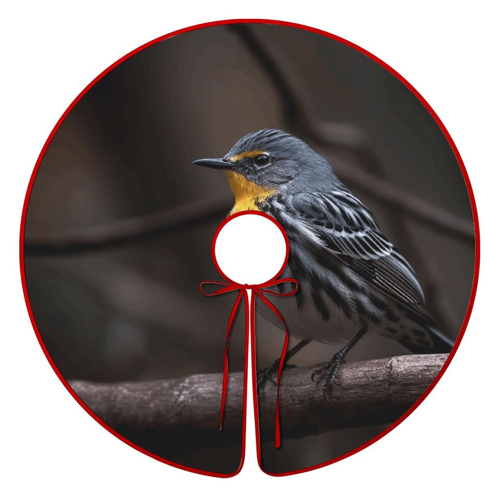 Tapete de cubierta suave para árbol de Navidad con estampado de pájaro decorativo