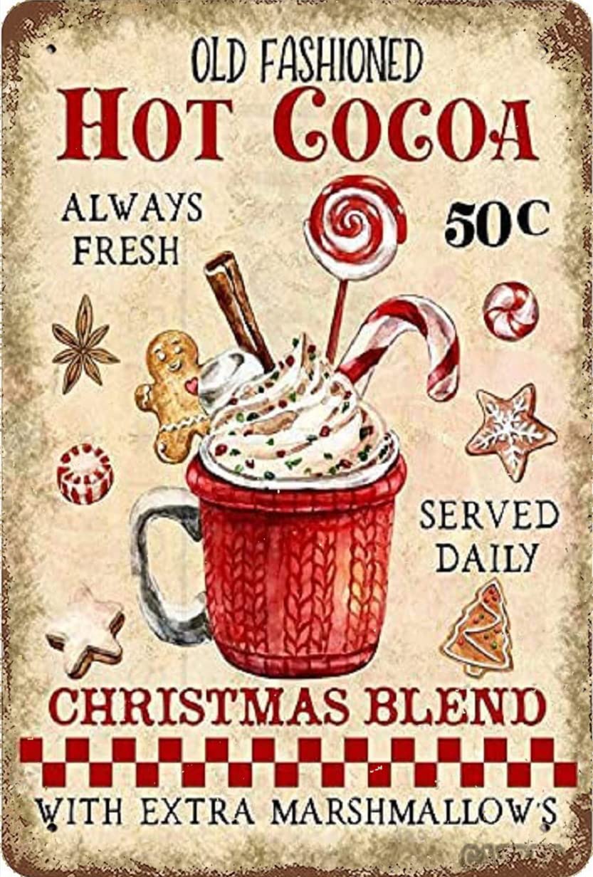 Hot Chocolate Hot Cocoa Metal Sign Interesting And Novel Tin Sign Bar Courtyard Bathroom Wall Decoration Metal Tin Sign 8x12 Inch