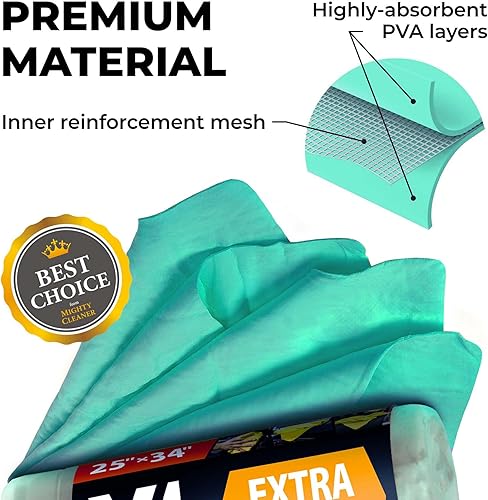 Miniatura 24 de Toalla de gamuza XL prémium para automóvil, (34 x 25 pulgadas), tela de gamuza súper absorbente, sin manchas y arañazos, toallas reutilizables