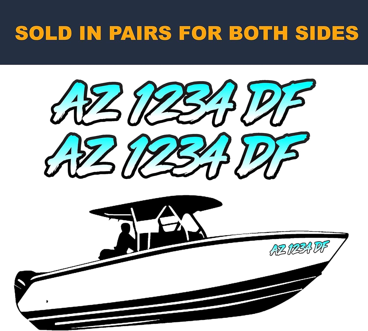 VulgrCo Boat Letters and Numbers Registration, 2 Custom Boat Numbers and Letters Stickers, Personalized Vinyl Decals for Jet Skis, Durable Marine Decals in Custom Sizes, Different Fonts and Colors. - Image 8