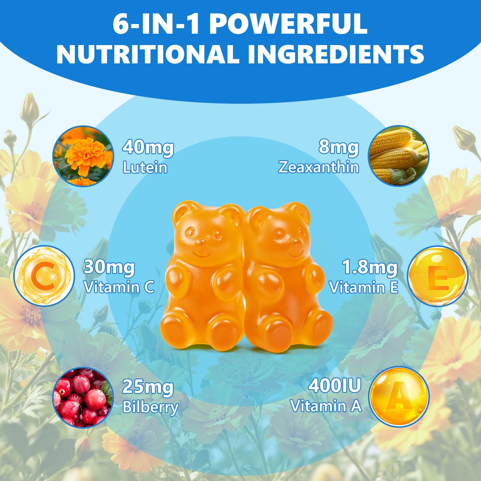 Lutein And Zeaxanthin Supplements- Eye Vitamins Gummies for Daily Eye Health, 40mg Lutein & 8mg Zeaxanthin Gummies to Support Vision, Blue Light Filtering & Overall Eye Health, Sugar Free, 60ct — Amazon image 3