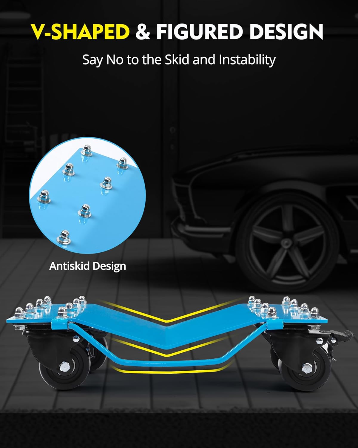 2-Piece Heavy Duty Wheel Dolly Set, 4000 Lbs Capacity Car Mover for Trucks, Motorcycles, Trailers & Boats