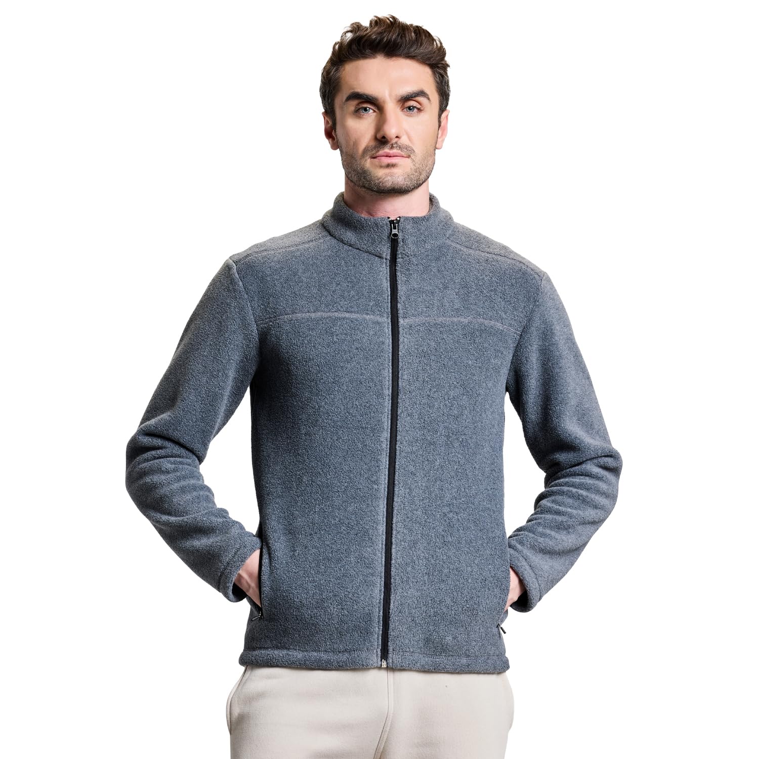 Boldfit Men's Gray Full Zipper Sweatshirt Antra Grey - Image 1