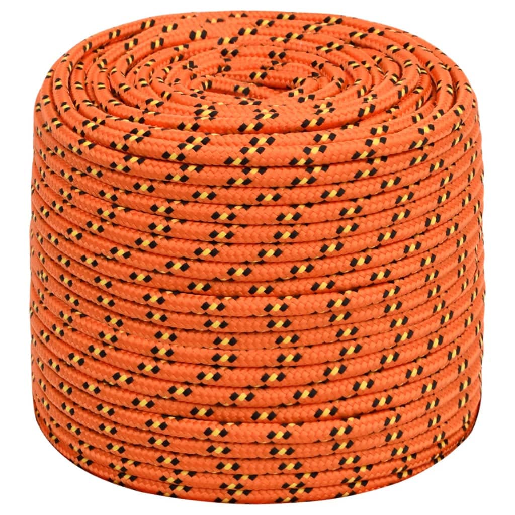 vidaXL Boat Rope Anchor Line Braided Cord UV Resistant Ship Marine Yacht Coil Rope Abrasion Resistant Orange 8 mm 100 m Polypropylene — image 1