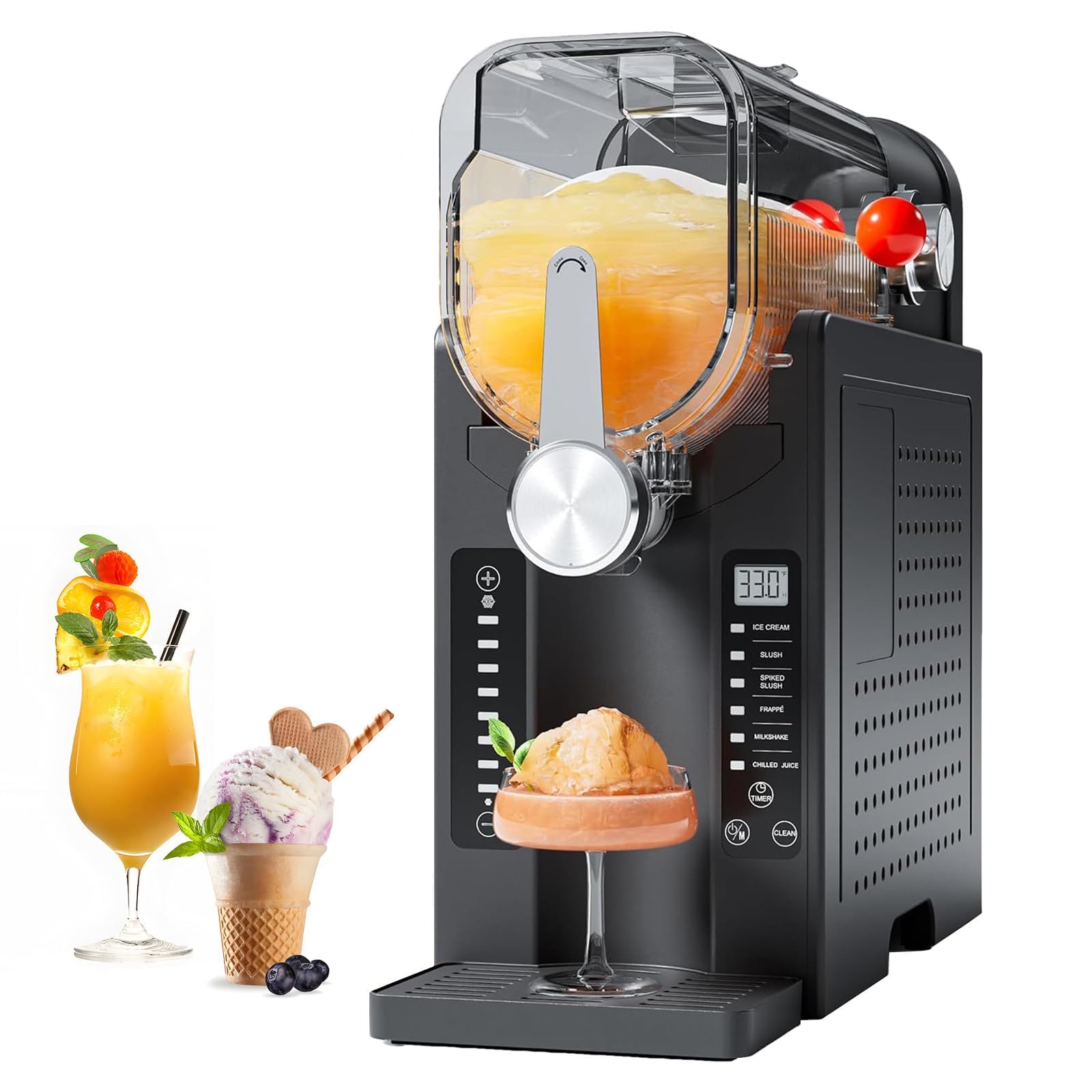 6-Mode-Slush-Hersteller, 1,2L Kapazität, Ruhige Gefrorene Getränkemaschine für Cocktails Smoothies, 15-Min.-schnelles Einfrieren, Selbstreinigung, Party Home Use, Schwarz