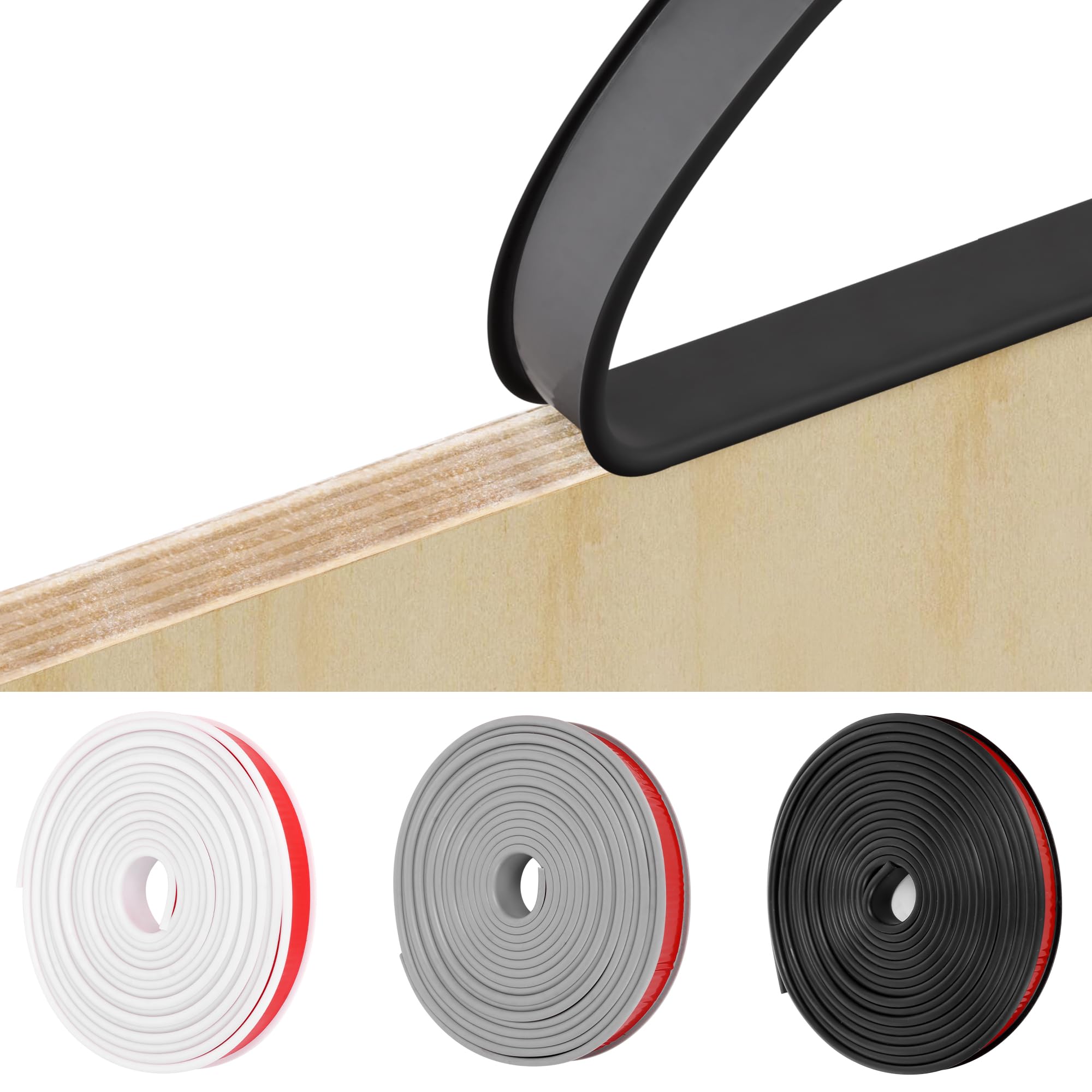 U-Shape Flexible Furniture Edge Banding, 5m x 20mm Edging Tape, TPE self-Adhesive Veneer Edging Strip for DIY Furniture Edging for Table and Cabinet Restoration (Black, 5m×20mm)