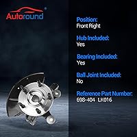 Vista 3 de Autoround 698-404 Conjunto de nudillos de dirección de cubo de rueda delantera derecha compatible con Ford Escape 2001-2012, Mazda Tribute