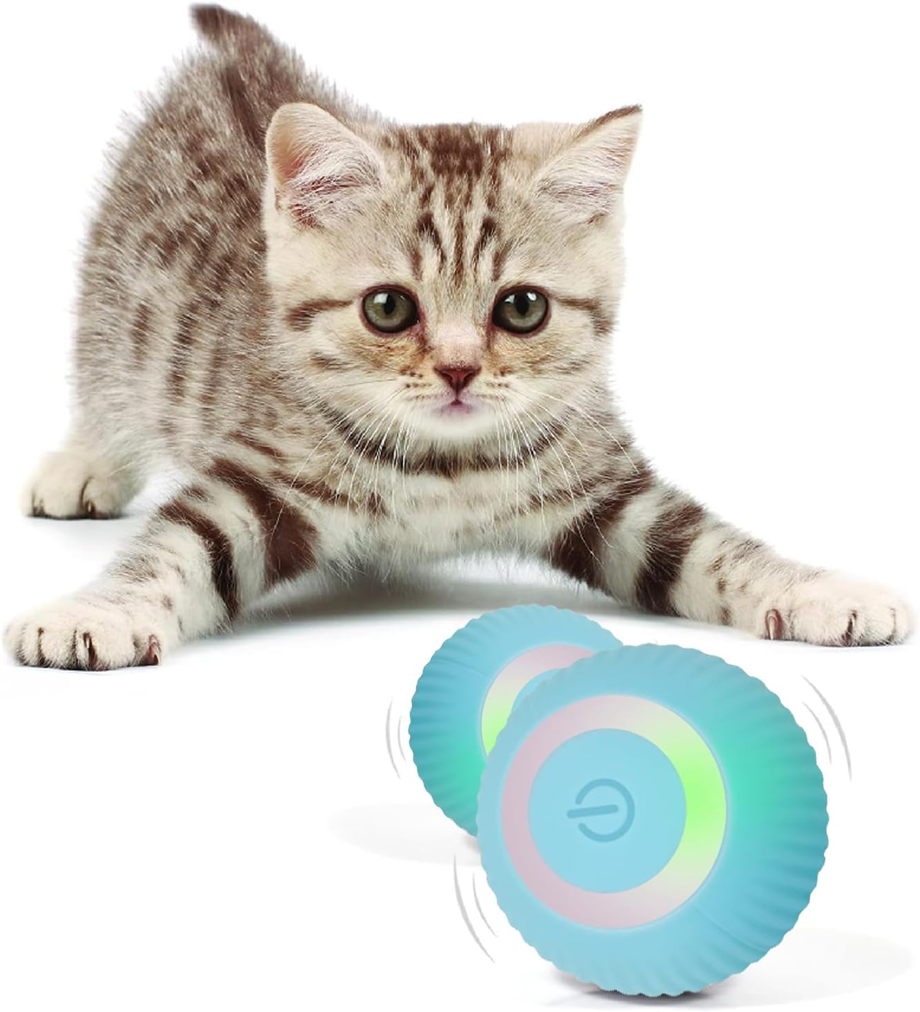 Interactive Blue Cat Ball – USB Rechargeable Automatic Moving Rolling Cat Toys for Indoor Kittens