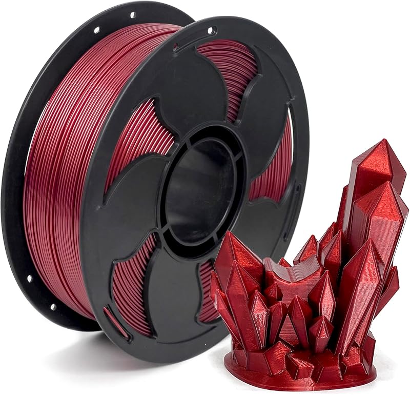 Metal Wine Red PETG 1.75mm 1kg Shiny Smooth Metallic 3D Filament FDM AMS | Metallic finish High intensity Toughness enhanced Beginner friendly No tangle 1kg spool 2.2lb for Printer Bambu Crealit
