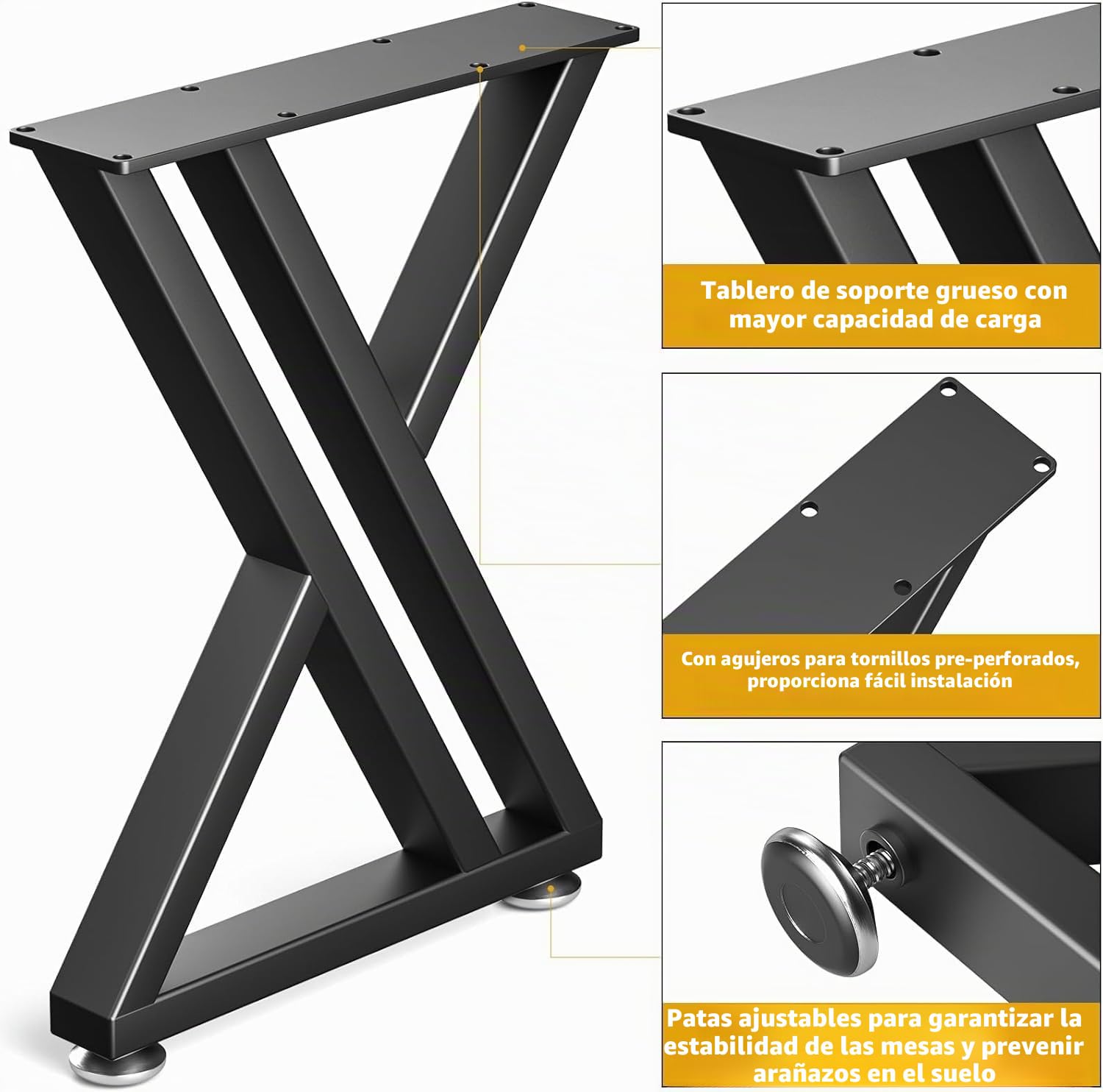 28" Pies de Metal para Muebles,Tipo Y Juego de 2,71x45cm, Negro