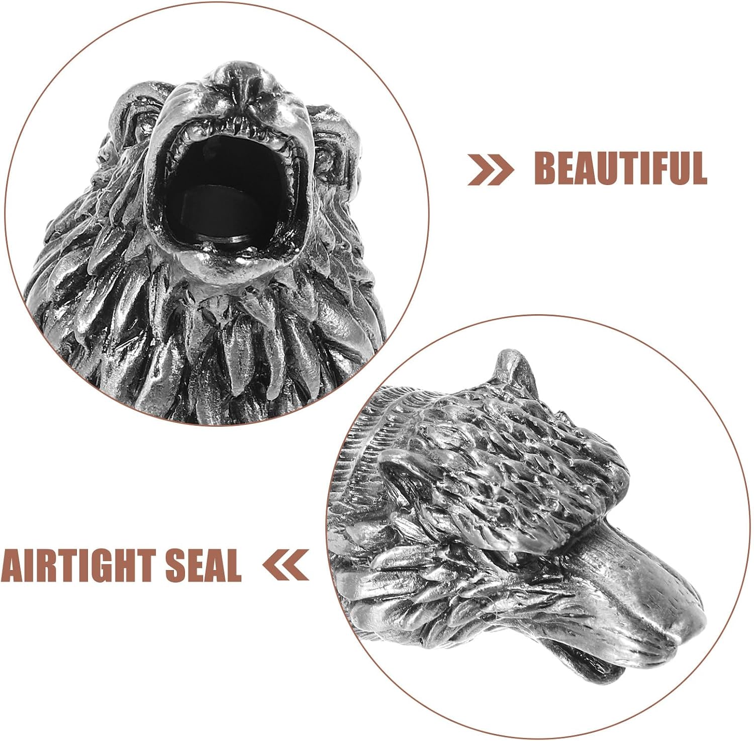 Wolf Head Wine Pourer and Aerator Spout, Stainless Steel Alloy Bottle Pourer with Creative Animal Design, Wine Decanter Accessory for Bar, Home, and Party Use