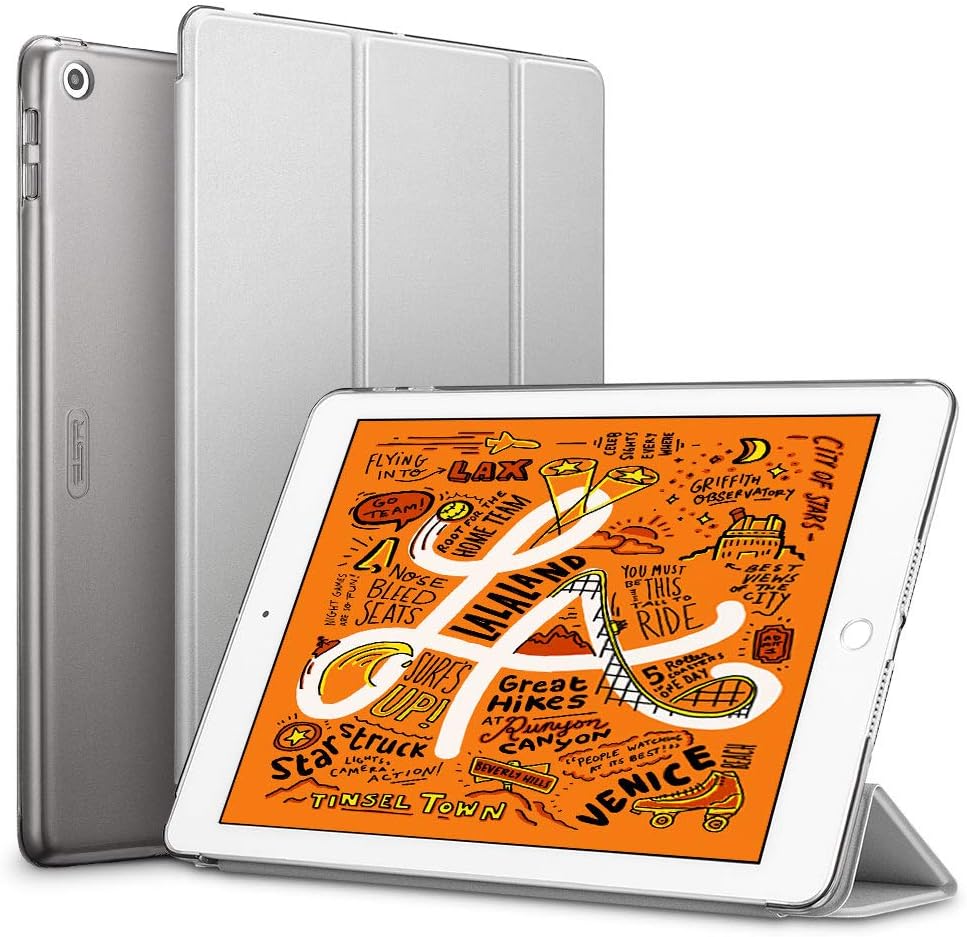 ESR for iPad Mini 5 Case 7.9" 2019 [A2133/A2124/A2126/A2125], Yippee Trifold Smart Case Auto Sleep/Wake, Lightweight Stand Case Hard Back Cover for iPad Mini 5th Gen, Silver Gray