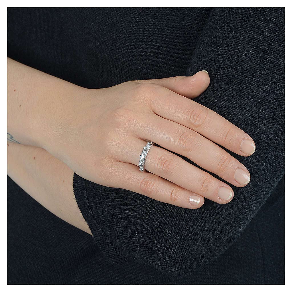 Single Decade Prayer Ring - 925 Sterling Silver With White Zircon, 17.5mm (0.69 Inch) - UK Size N, Adjustable Spiritual Jewelry - View #7