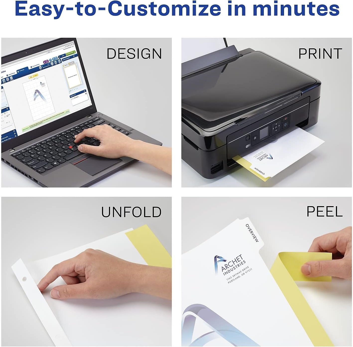 Customizable Print-On Dividers, 3-Hole Punched, 8-Tab, 11 x 8.5, White, 25 Sets