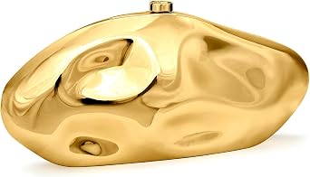 Acrylic Clutch Purse for Women Irregular Shell Evening Handbag for Wedding Party Shiny Gold