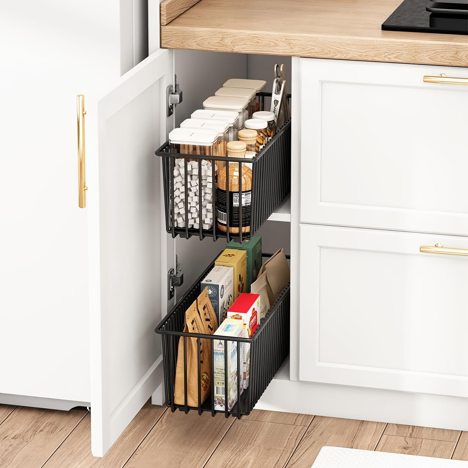 Set di 4 cassetti estraibili da cucina, cassetto telescopico