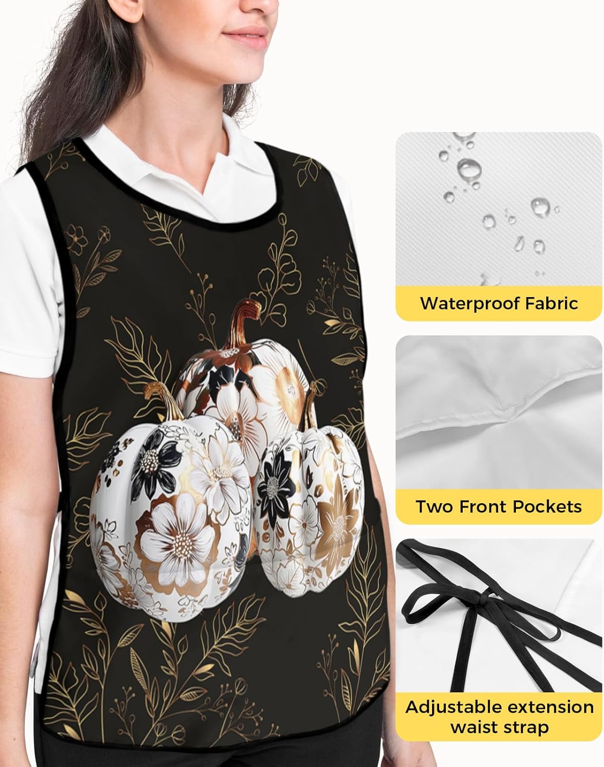 Thanksgiving Pumpkins Cobbler Aprons with 2 Large Pockets for Men Women, Smock Apron for Chef Clothing Protector