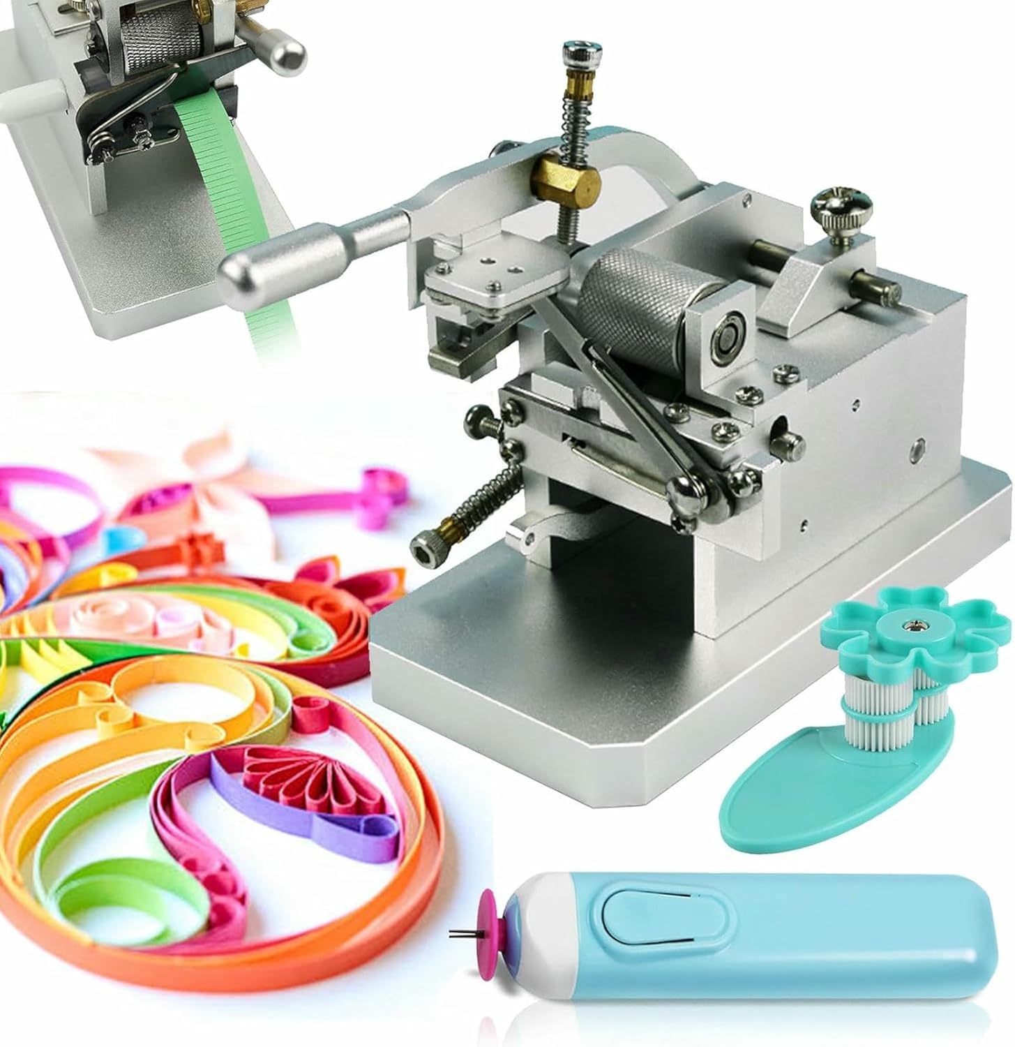 Paper Quilling Kit,Fringer Cutting Machine with 0.3~4mm Adjustable Fringe Width & Electric Quilling Paper Pen & DIY Roller Quilting Tools