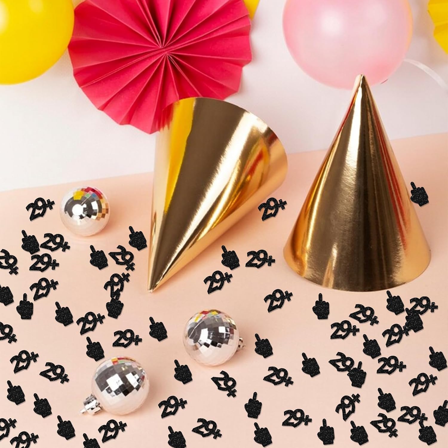 29+1 Confetti, Middle Finger Paper Confetti, Black Happy 30th Birthday Cut Out, Glitter Funny Thirty Birthday Party Suppleis, Dirty Thirty/Cheers to 30 Years Table Decoration image 4