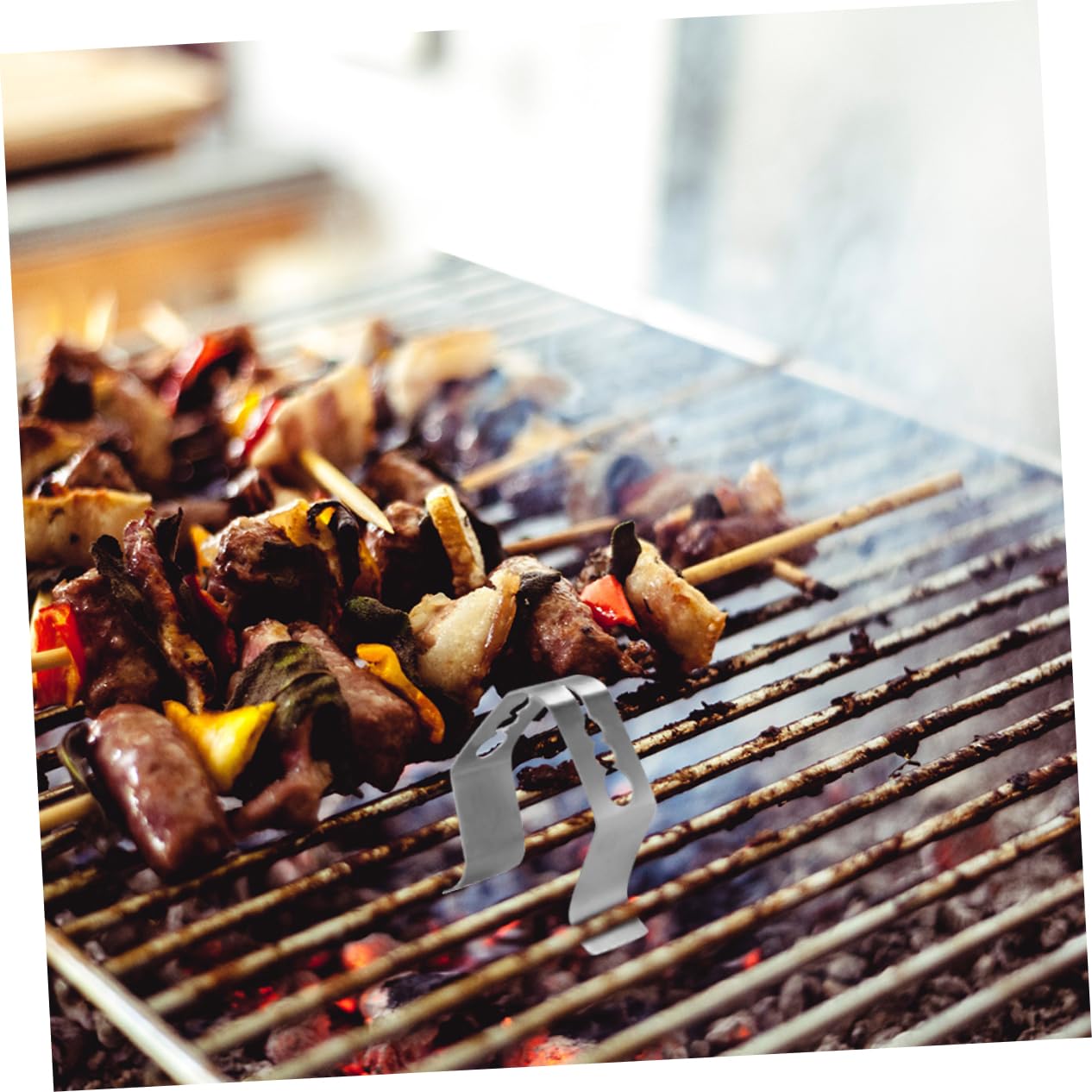 Garneck Stainless Steel Thermometer Clips 3pcs BBQ Grill Probe Clamps Meat Thermometer Holder Easy Install for Grill Oven