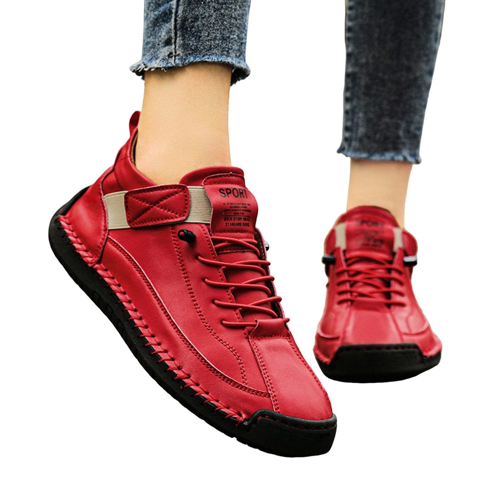 Scarpe da donna a piedi nudi casual slip on scarpe da passeggio vestibilità ampia leggere traspiranti per tutti i giorni calzature da donna grigio, Rosso, 36.5 EU