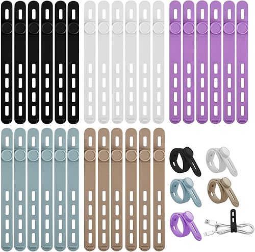 Organizador de cables de silicona, 30 unidades, organizador de cables reutilizable para cables de carga, secador de pelo, hogar y oficina,