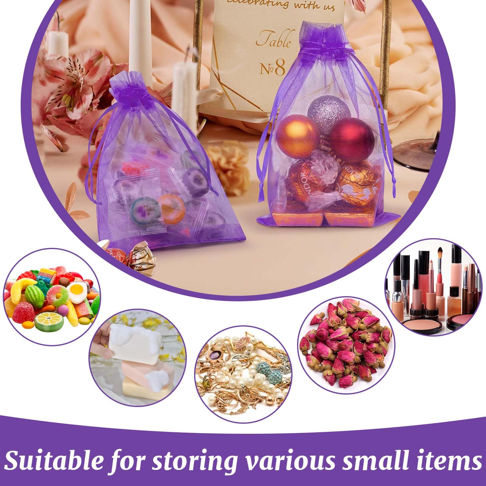 TENGWA 40 Pièces Sachet pour Lavande 7 * 9cm Pochon Sachet Organza Vide avec Cordon de Serrage Peut Contenir de Lavande et Des Épices Sac Tissu Cordon pour Chambre Armoire Voiture